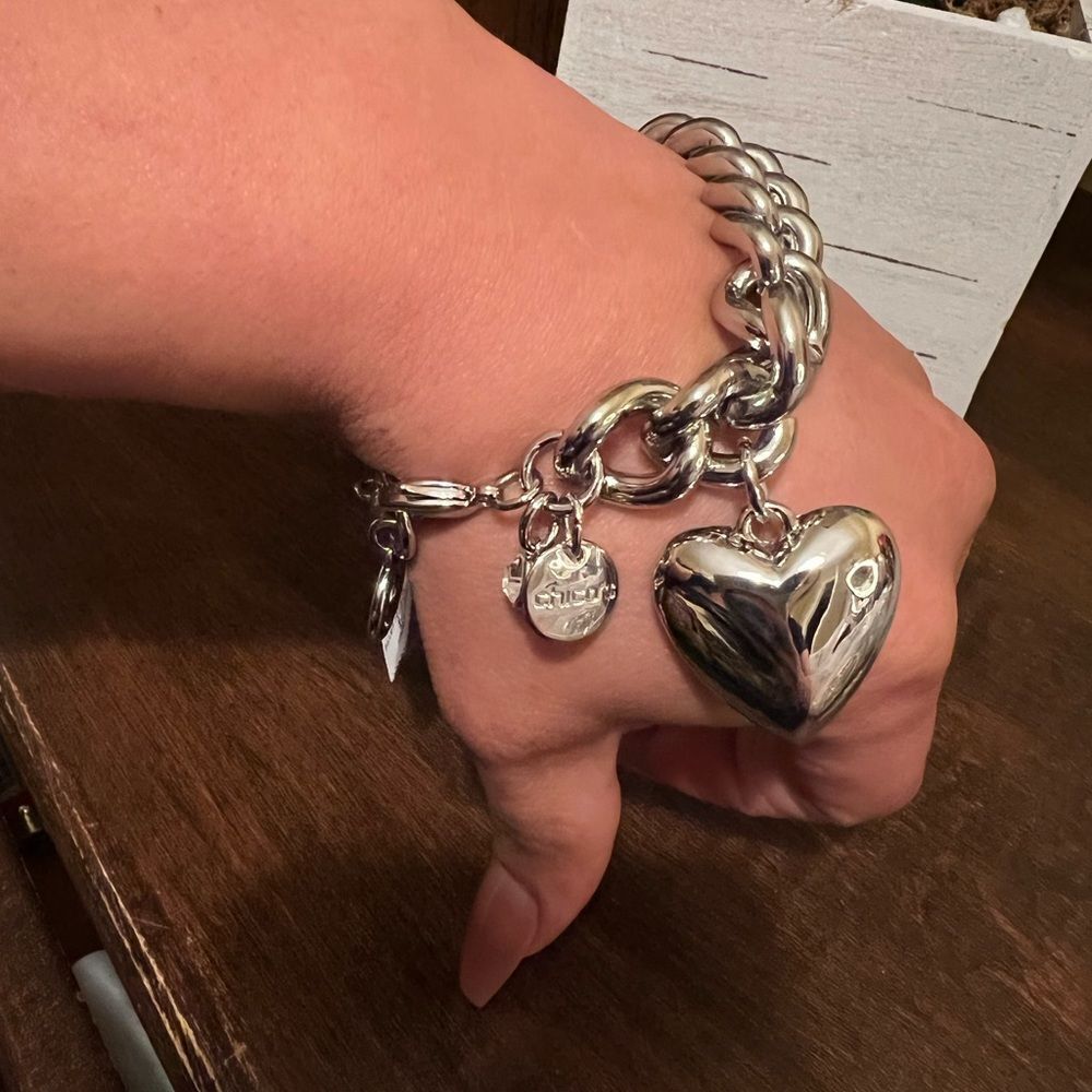 🆕 Chico's Silver Heart Charm Bracelet NWT
